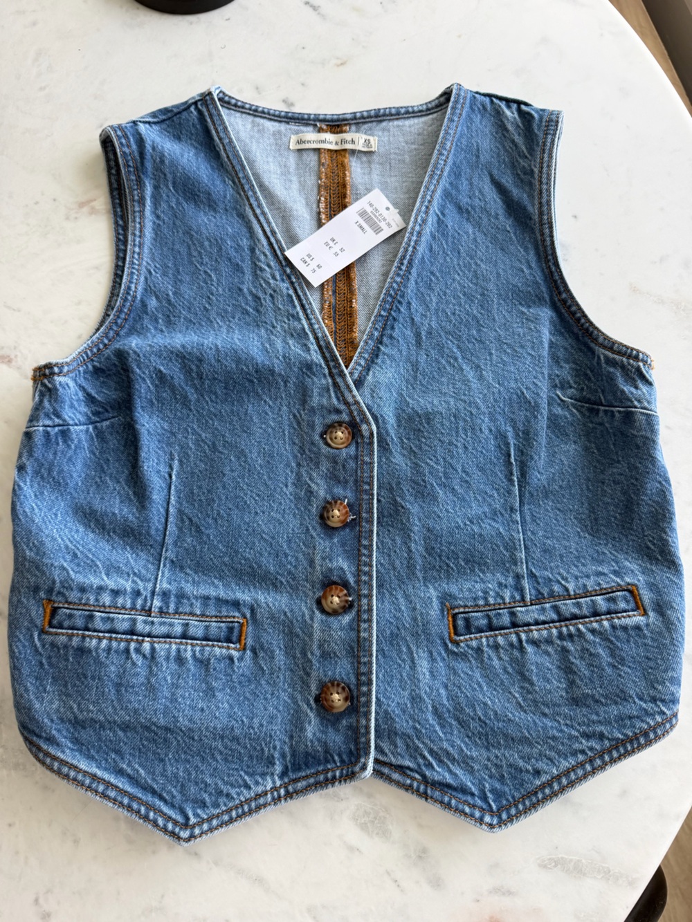Abercrombie & Fitch Blue Denim Button-Front Vest Top NWT